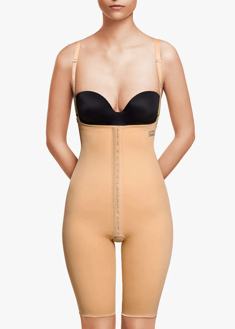 3003 - GIRDLE WITH ABDOMINAL EXTENSION ABOVE THE KNEE WITH REINFORCEMENT - BEIGE - M