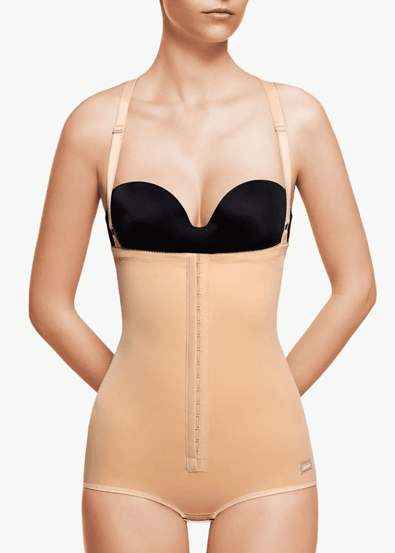 3014 - ABDOMINAL SUPPORTER WITH REINFORCED FRONT AND STRAPS - BEIGE - XL